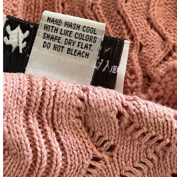 Vintage Womens NWT 1980s OSFM Turtle Bay Pink Cotton V Neck Pullover Sweater - Picture 8 of 9